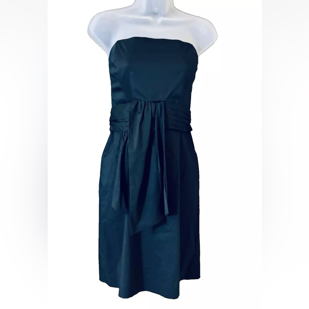NWT Banana Republic Strapless Dress Women's 8 Back Slit Cotton Blend Black - Picture 11 of 11